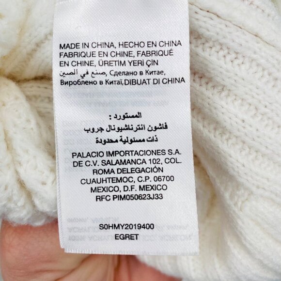 Bebe Chunky Loose Knit V Neck Sweater Size M White Egret Women's - Picture 6 of 7